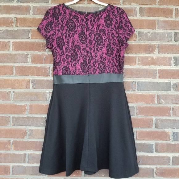AA Studio Dress 10P Petite‎ Fit & Flare Magenta & Black Lace Gothic Cosplay - Picture 2 of 9